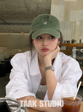 绿色鸭舌帽子女夏季显脸小棒球帽