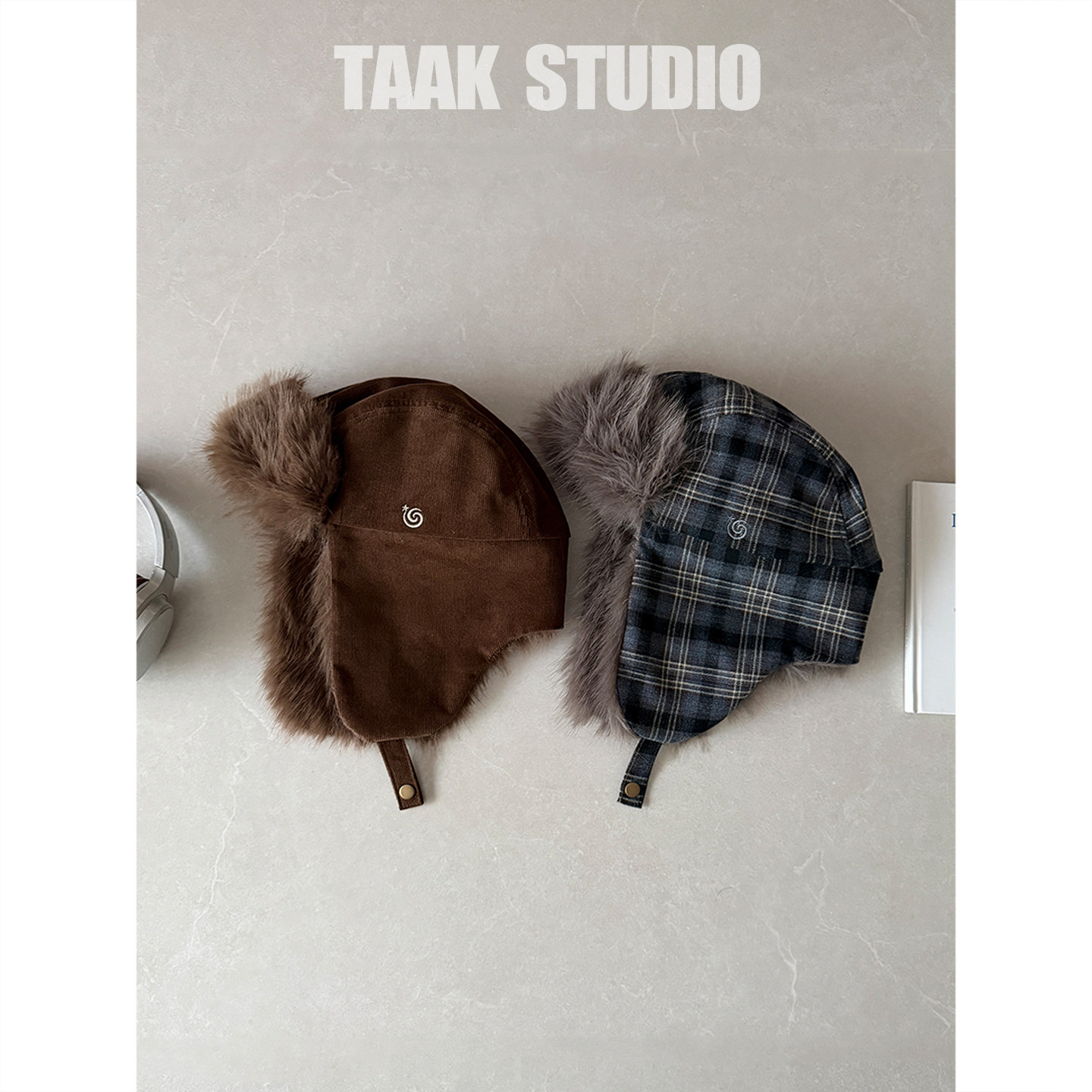 TAAK韩系ins复古加绒格纹雷锋帽子女冬天保暖护耳滑雪帽飞行帽潮