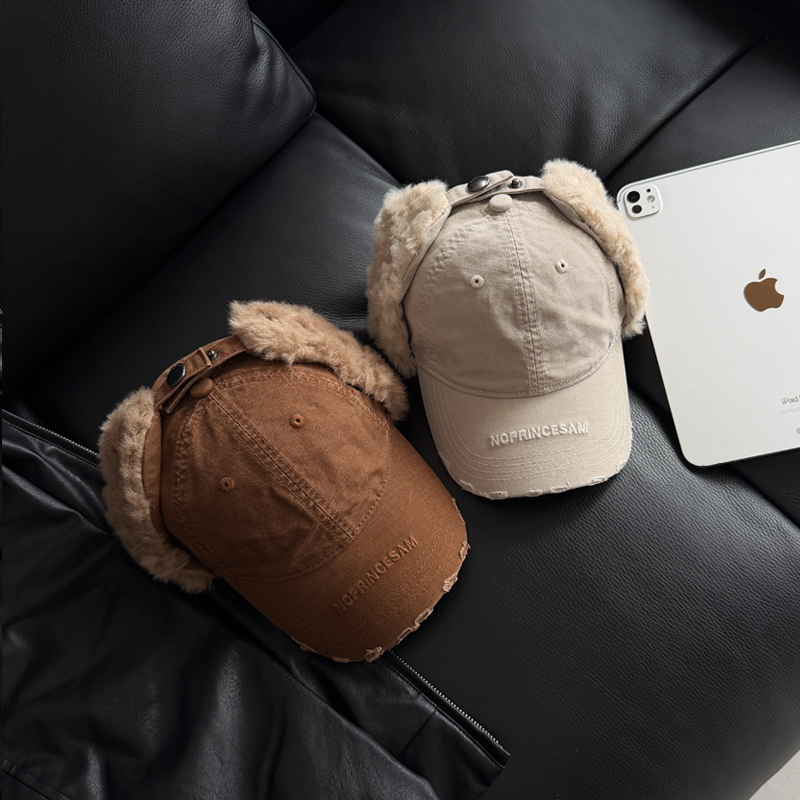 韩国潮牌毛绒飞行帽子女