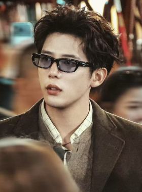 王安于同款方框墨镜男款潮流明星眼镜小脸浅色防紫外线太阳镜女