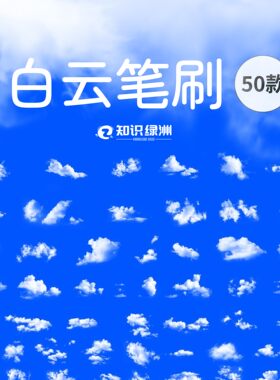 ps笔刷逼真写实白云云层云彩云朵云霞乌云装饰插画Procreate笔b7