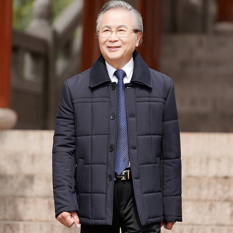 中年爸爸短款宽松老人装爷爷棉衣