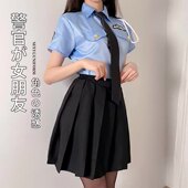 黑色女警半身裙百褶裙无内衬jk短裙制服性感全套大码