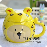 Кружка медведя с леопардовой печатью 13 унций с крышкой