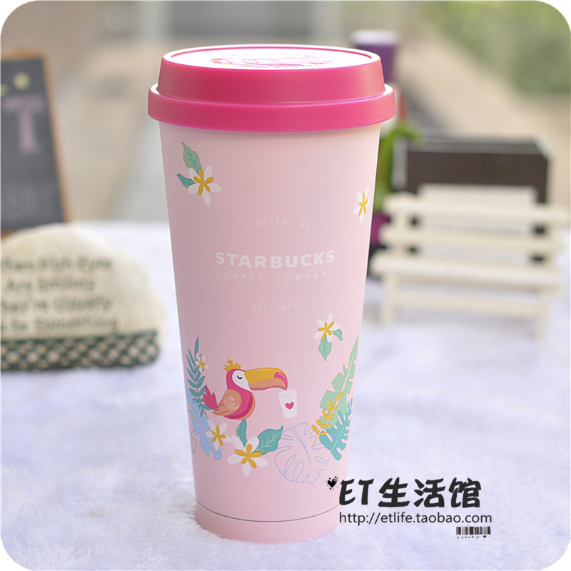 情人节粉色塑料猫爪吸管杯