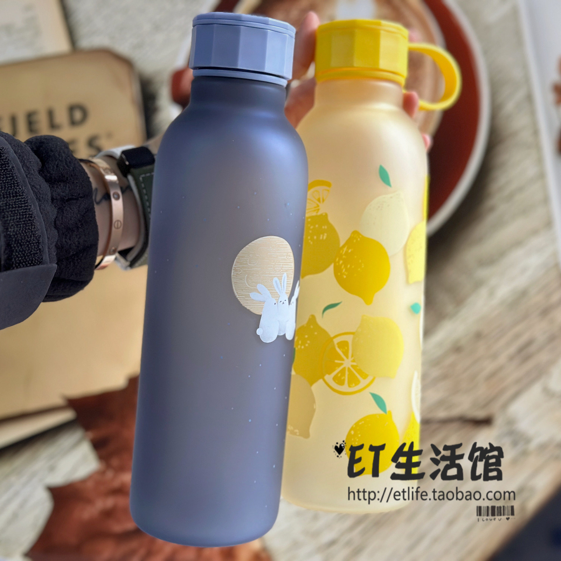 星巴克杯子 台湾夏日玉兔蓝色黄色柠檬杯大容量情侣运动水壶水瓶