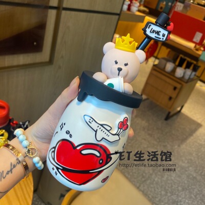 情人节礼物新年爱心陶瓷吸管杯