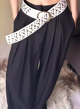 女高管通勤百搭极简休闲裤女黑灰加阔阔腿裤拖地裤西装裤