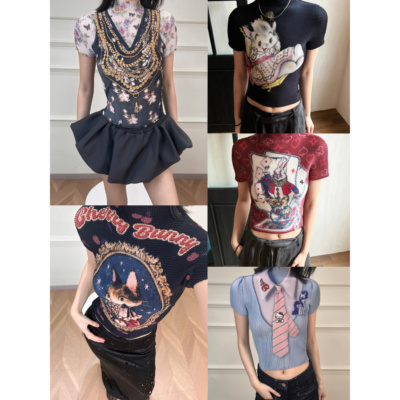 像素猫咪印花短袖T恤女款