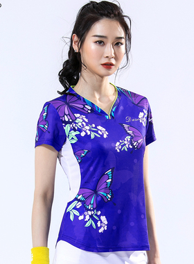 单双号DASONKA网球服中国风女子运动T恤羽毛球服短袖透气速干衣