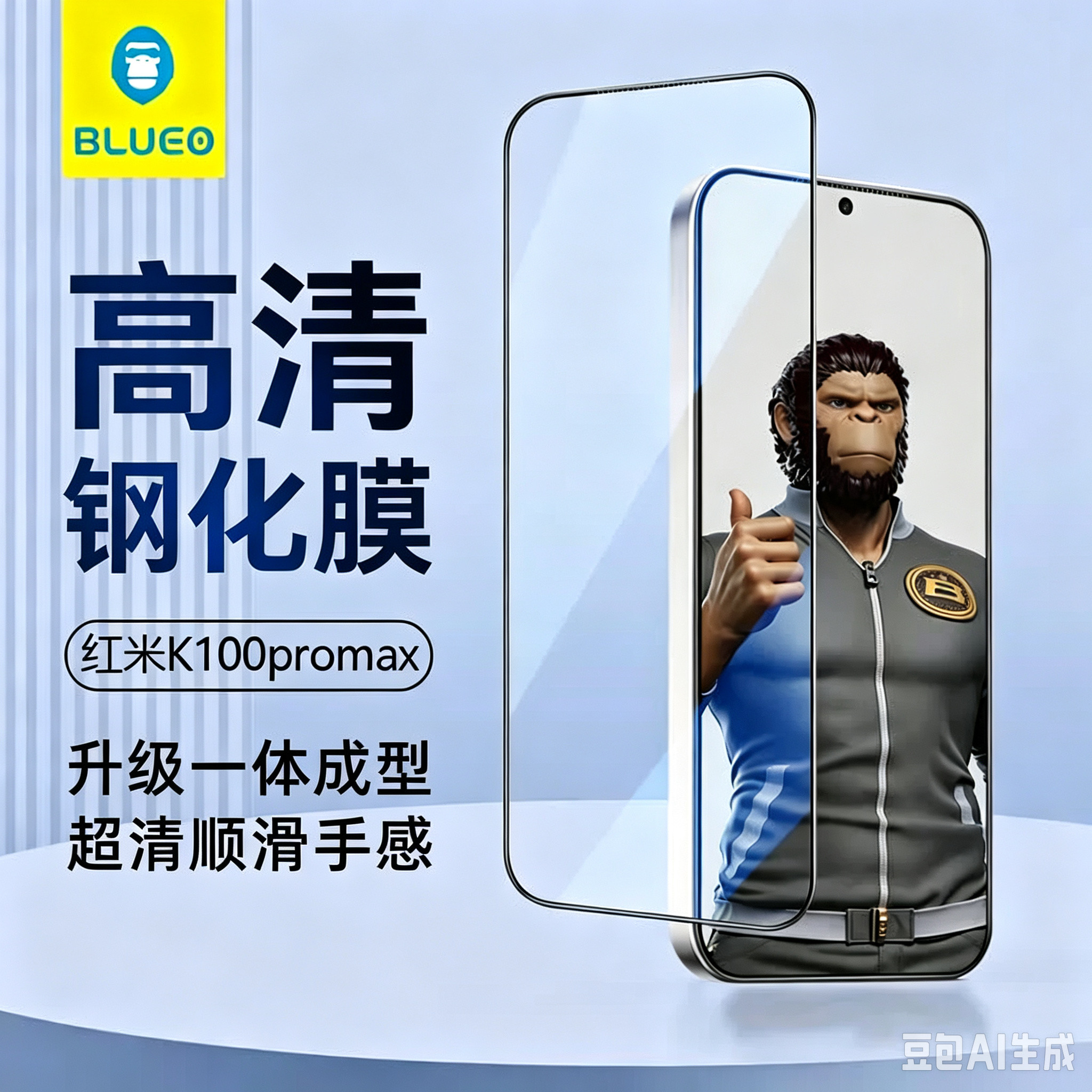 蓝猩精简高清钢化膜适配红米图片