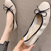 女2025新款 蛋卷鞋 春季 软底舒适大码 浅口百搭单鞋 真皮平底豆豆鞋