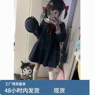 日系学院风制服连衣裙女春季2026新款小个子海军领水手服中长裙