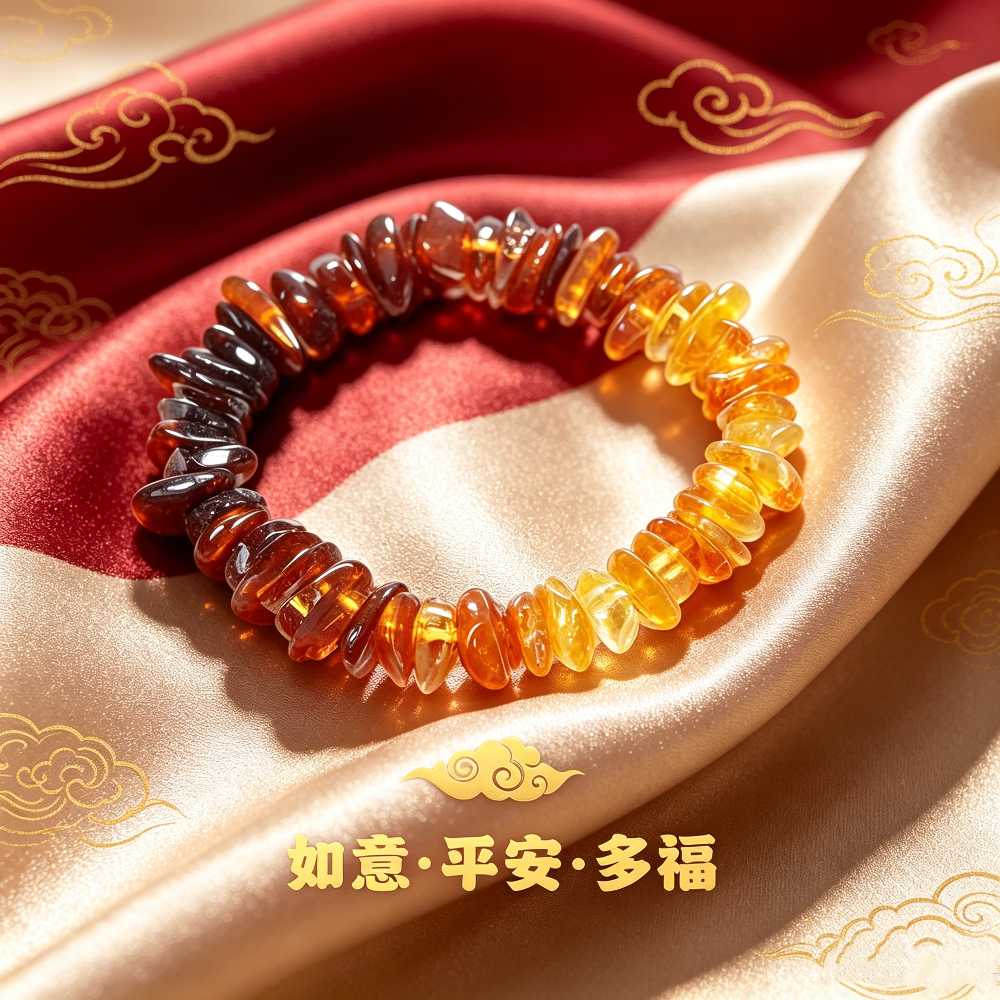 天然波罗的海蜜蜡原矿琥珀彩虹原石手串手链新中式净水爆款批发
