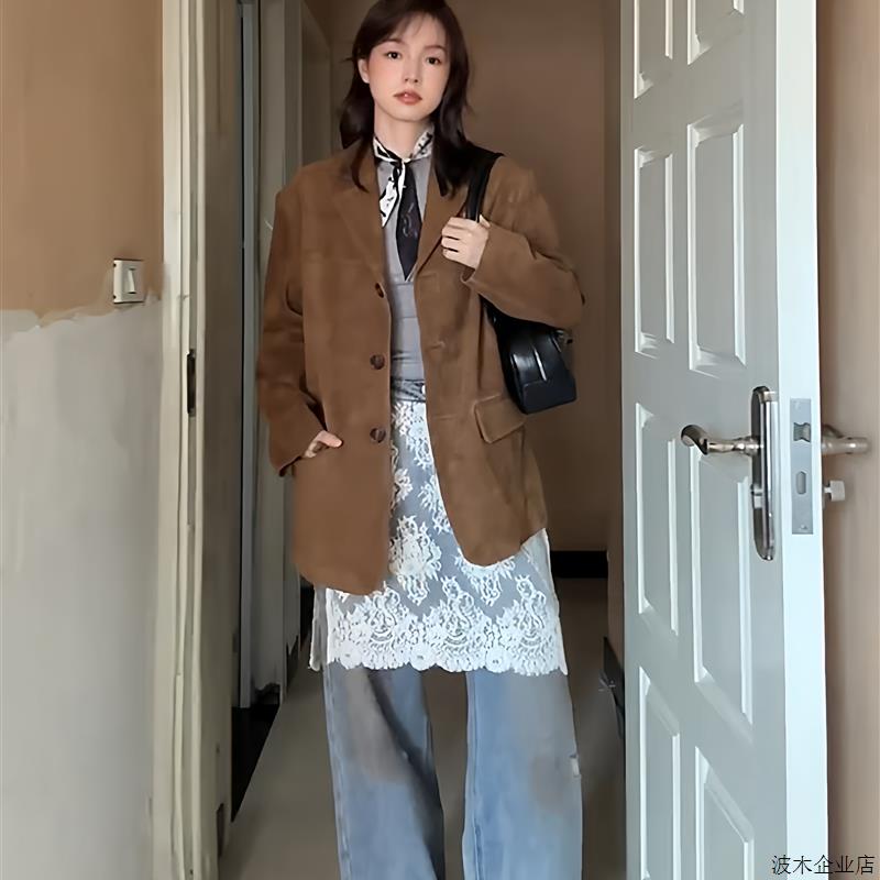休闲麂皮短外套女春秋季2025新款早秋短款薄外套巨好看的夹克初秋