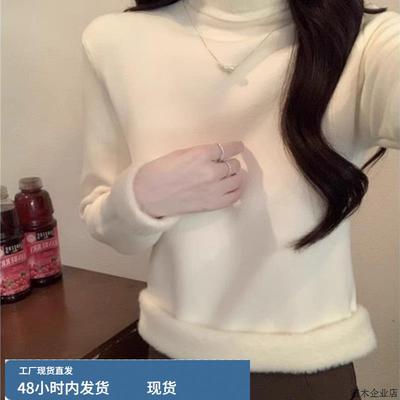 15初中学生13少女12岁大童高领打底衫女秋冬修身加绒针织毛衣上衣