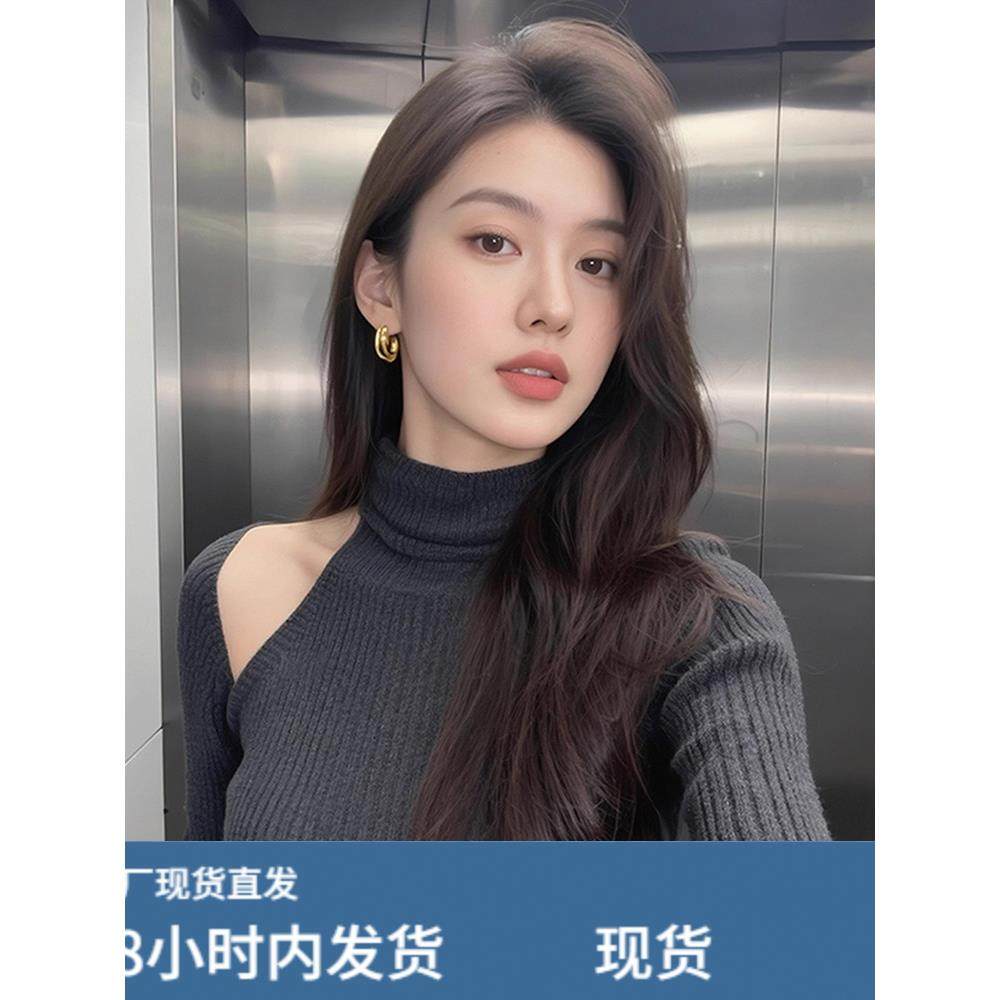 巨好看轻熟灰色高领长袖针织衫女秋冬穿搭修身露肩打底衫内搭上衣,模玩/动漫/周边/娃圈三坑/桌游,Cosplay女装/cos女装,淘宝优惠券,粉丝福利购,淘宝优惠卷