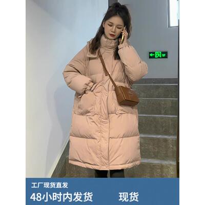 冬季新款宽松百搭显瘦加厚面包服中长版小个子羽绒棉服收腰外套女