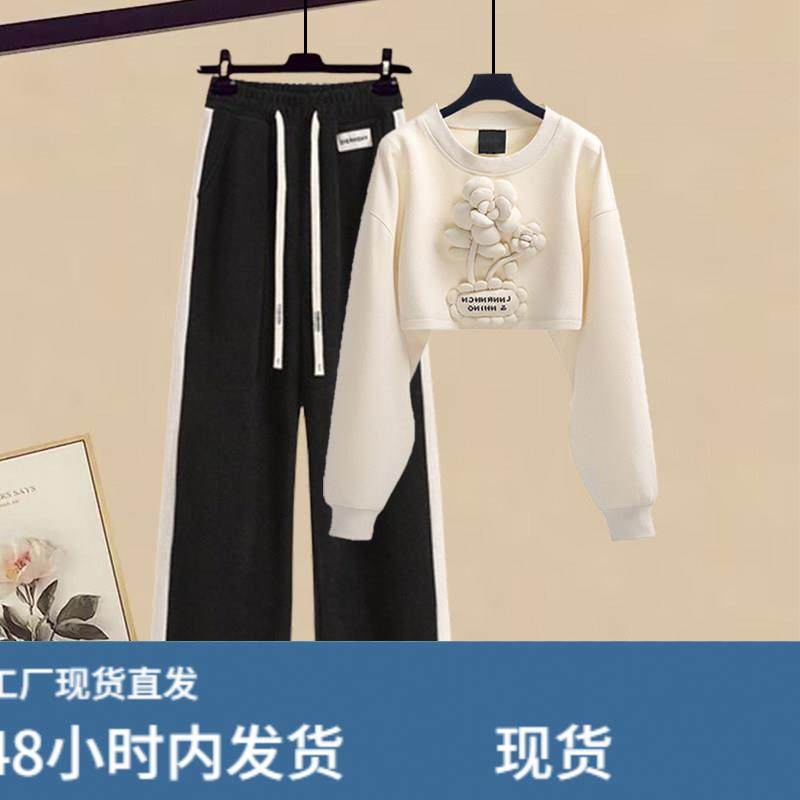 秋季穿搭一整套设计感短款圆领厚棉T休闲裤子套装女时尚减龄两件,孕妇装/孕产妇用品/营养,套装,淘宝优惠券,粉丝福利购,淘宝优惠卷
