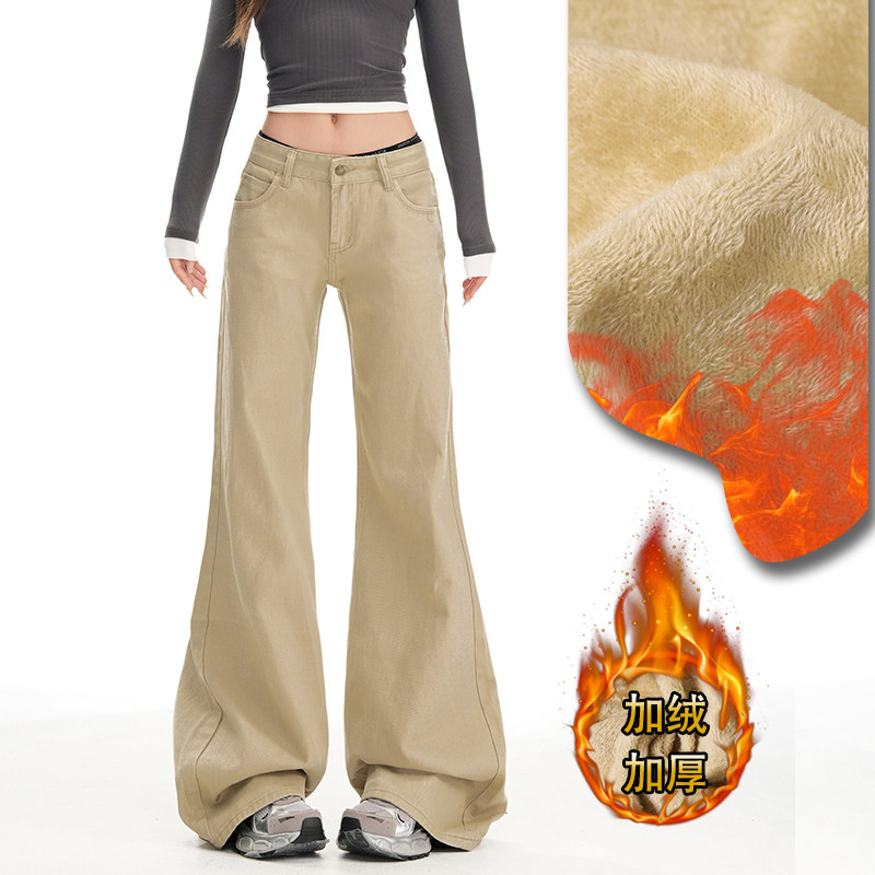 Khaki[Nine Points]-Fleece-Linedthickened