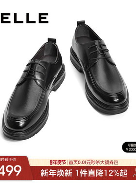 百丽男鞋商务正装皮鞋冬季款商场同款休闲厚底高级德比鞋8EN01AM4