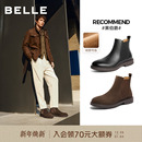 保暖厚底增高A1690DD4 棉鞋 百丽黑伯爵加绒切尔西马丁靴男冬季 新款