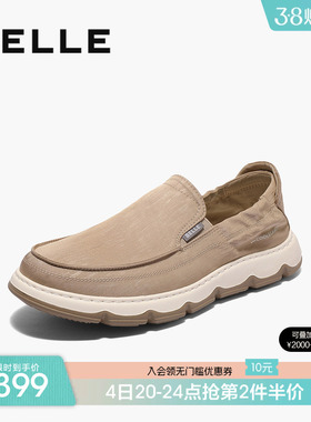 百丽男鞋休闲透气布鞋春秋季新款厚底一脚蹬懒人爸爸鞋子8RW01BM5