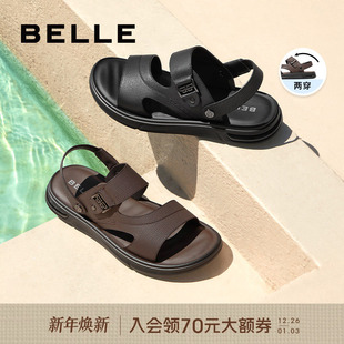 两穿休闲外穿爸爸沙滩凉鞋 户外凉拖商场同款 8GE01BL4 夏季 百丽男鞋