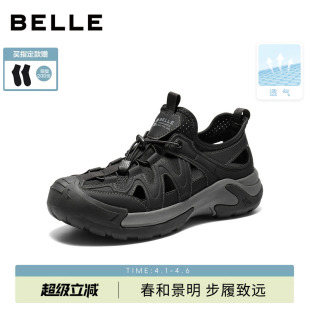 新款 百丽男士 镂空透气休闲凉鞋 26夏季 A2350BL6 舒适厚底户外运动鞋