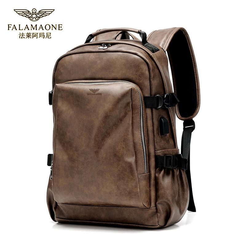 FALAMAONE法莱阿玛尼正品男2023新款时尚简约电脑包旅行包双肩包