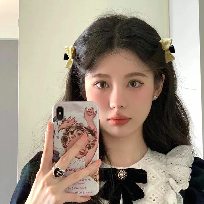 夏季蝴蝶结发夹刘海碎发公主头小抓夹可爱顶夹侧边小发卡简约甜美