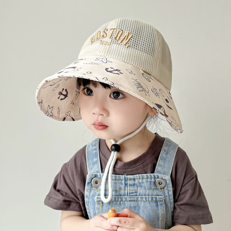 儿童一两岁宝宝专用防晒帽遮阳帽婴儿小月龄外出春夏日大檐太阳网