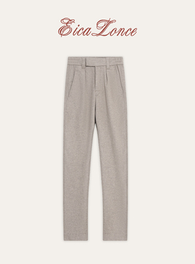 Eicalonce意卡伦萨 羊毛桑蚕丝混纺秋冬老钱风休闲裤男KN30601