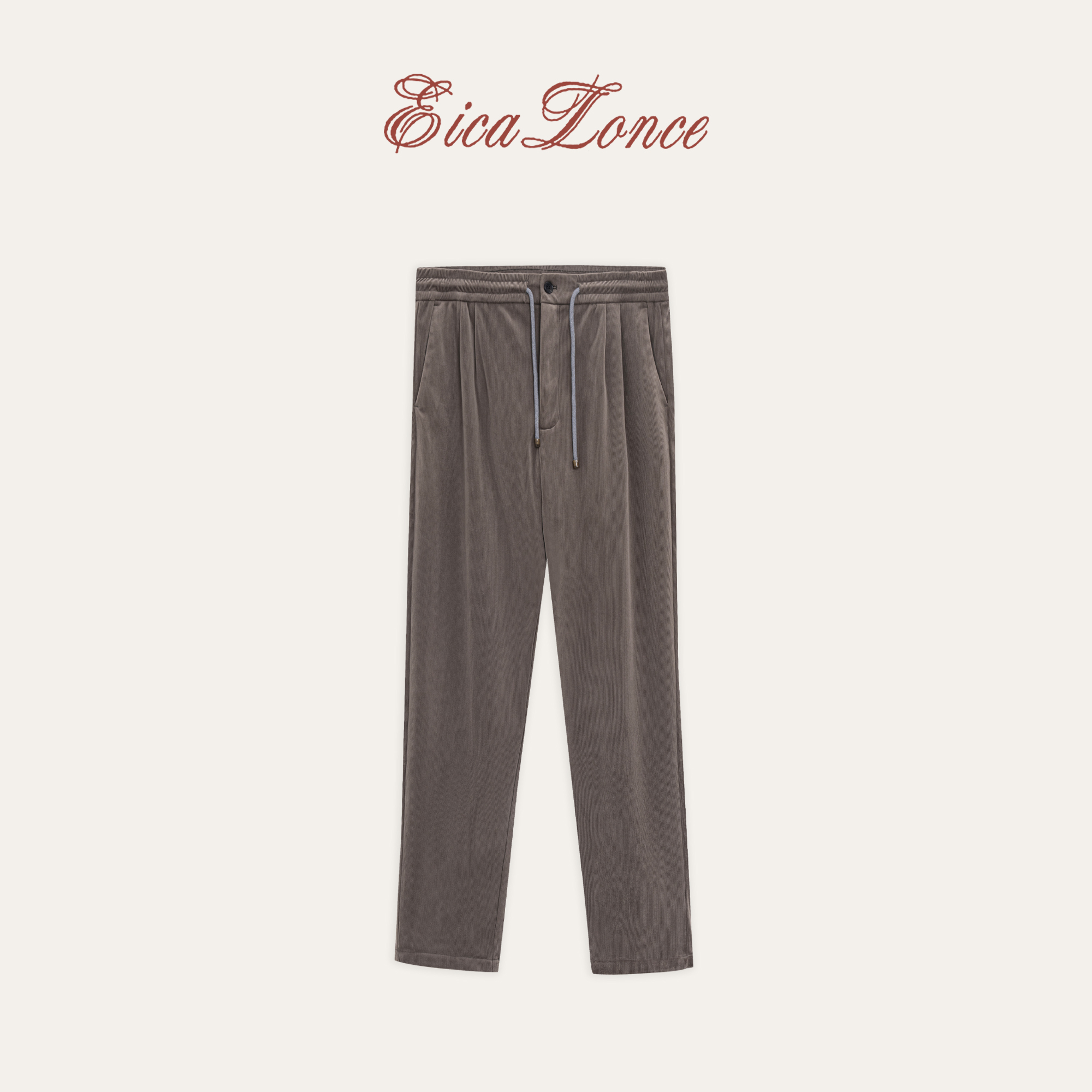 Eicalonce·意卡伦萨  Old Money秋冬条纹肌理垂感舒适薄绒休闲裤