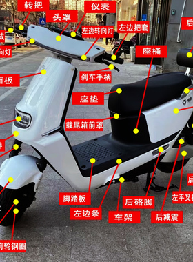 雅迪E6电动车外壳前围前脸配件雅迪电瓶车原装挡泥板护板边条挡风