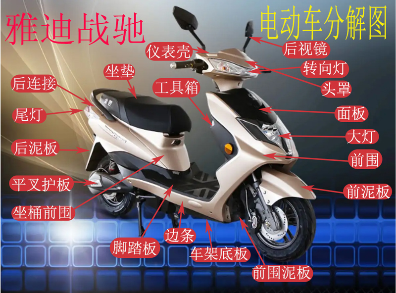 台铃铃战电动车配件雅迪战舰电瓶车塑料件外壳原装尺寸挡泥板尾灯