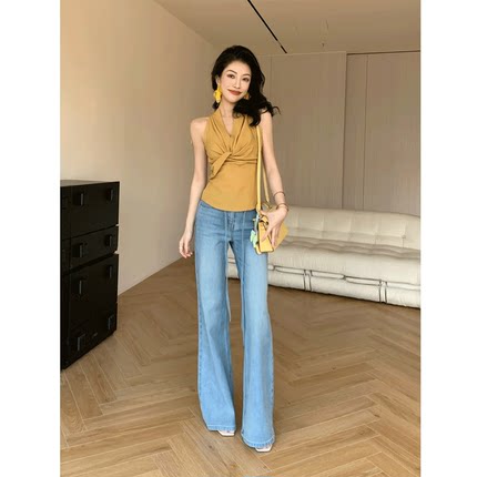 法式黄色纽结吊带小背心女装夏季修身显瘦设计感百搭气质无袖上衣