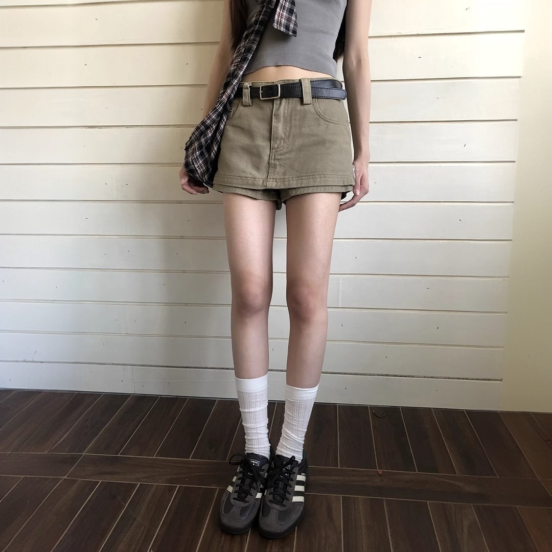 美式复古牛仔半身裙裤女夏季显瘦图片