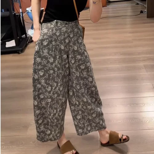 复古慵懒棉麻休闲裤女夏宽松直筒