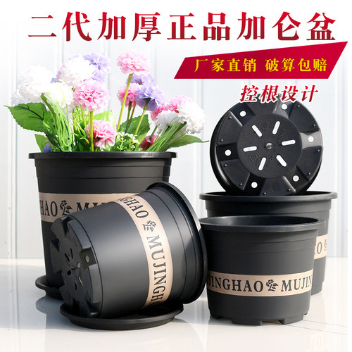 加仑花盆加厚黑色塑料月季