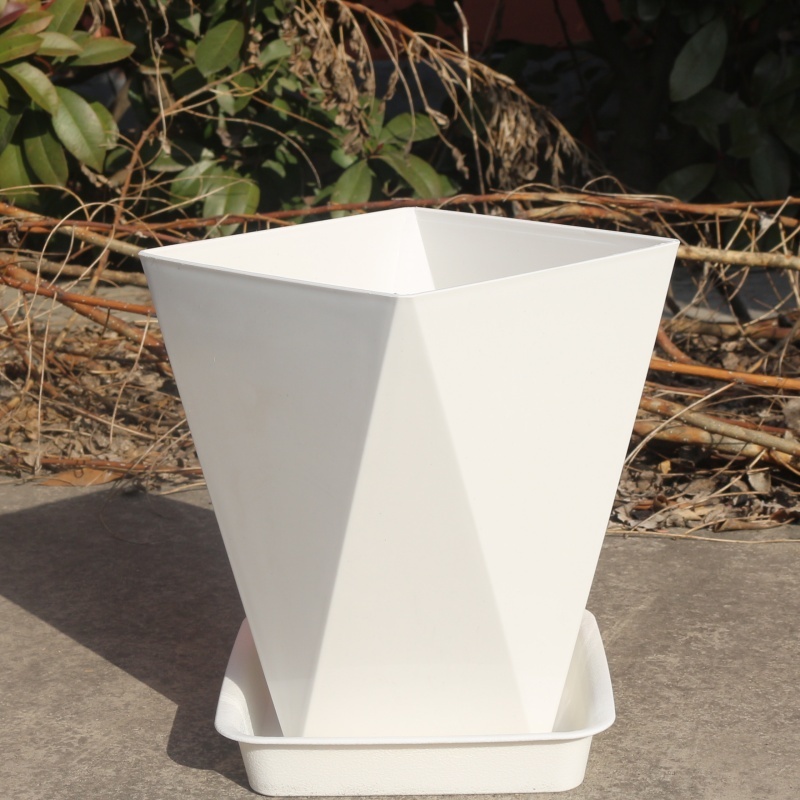 新款树脂加厚花盆pp高档加厚客厅阳台家用菱形正方口白色含托盘,鲜花速递/花卉仿真/绿植园艺,花盆,淘宝优惠券,粉丝福利购,淘宝优惠卷