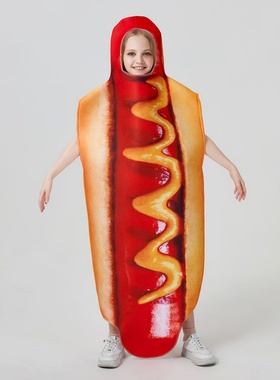 Adult Kids Sausage Hot Dog Costumes 香肠热狗角色扮演服舞台装