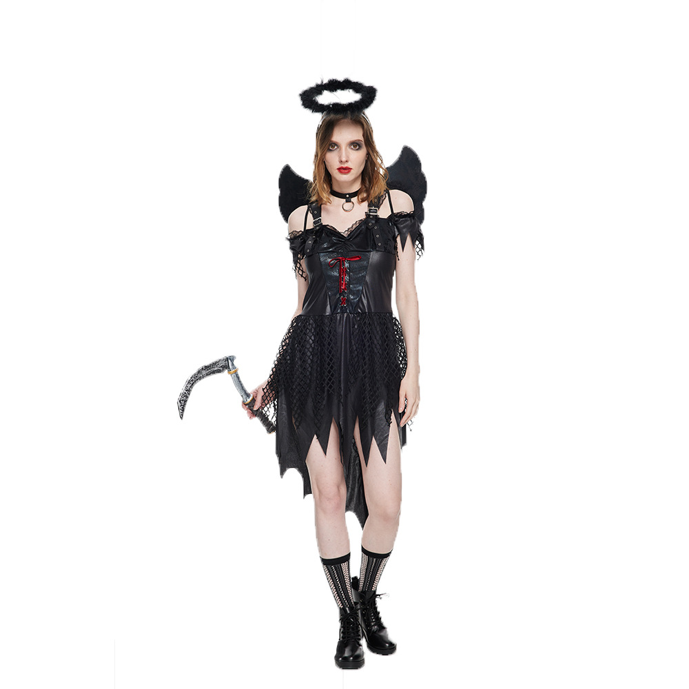 万圣节成人服装cos恶魔吸血鬼黑白天使服化妆舞会黑暗恐怖表演服