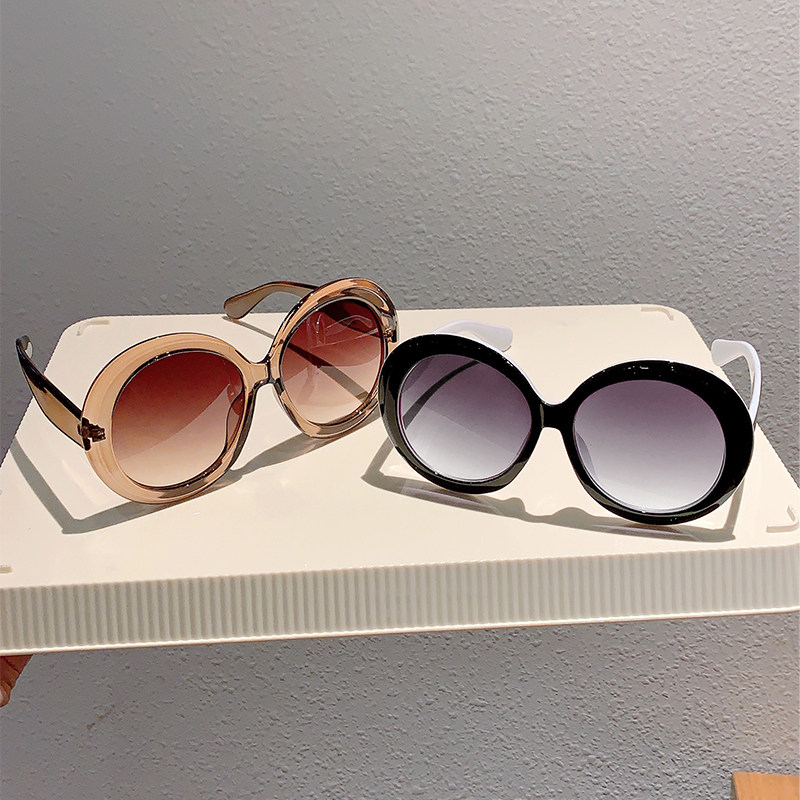 欧美时尚复古圆形大框太阳眼镜街拍朋克个性户外度假防晒墨镜百搭