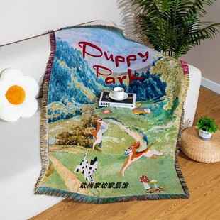 跨境外贸一无是处可爱狗狗毯子床毯户外露营毛毯沙发垫艺术挂毯
