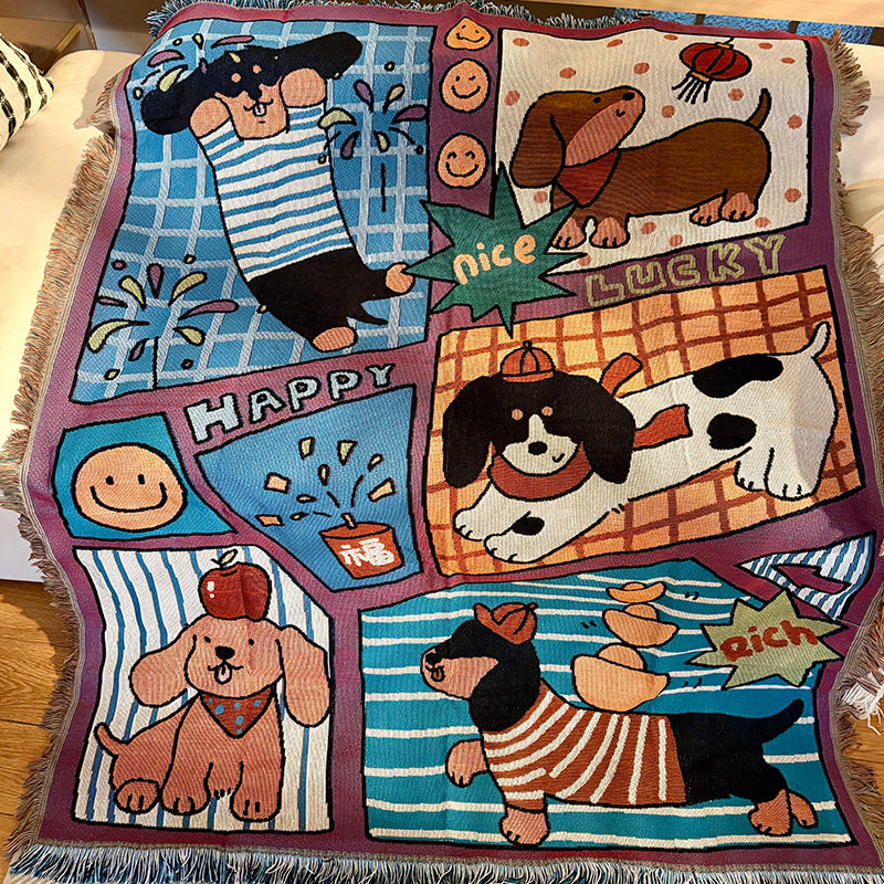 外贸一无是处挂毯腊肠狗卡通狗DIY装饰挂画半成品壁毯多功能毯子,居家布艺,挂毯/壁毯,淘宝优惠券,粉丝福利购,淘宝优惠卷