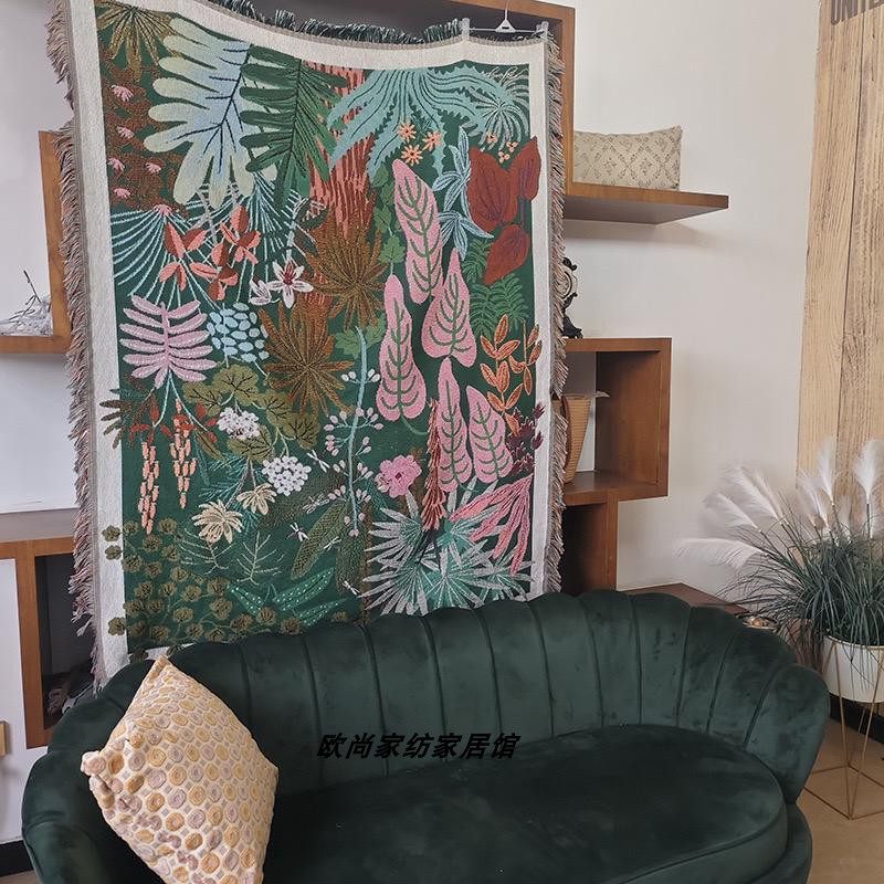 跨境外贸针织挂毯田园花卉装饰艺术壁毯DIY裱画布小红书木框挂画,居家布艺,挂毯/壁毯,淘宝优惠券,粉丝福利购,淘宝优惠卷