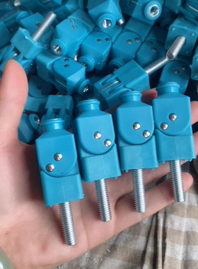线束工装治具注塑可倒支撑杆治具转弯钉90度蓝色内孔M6x20MM