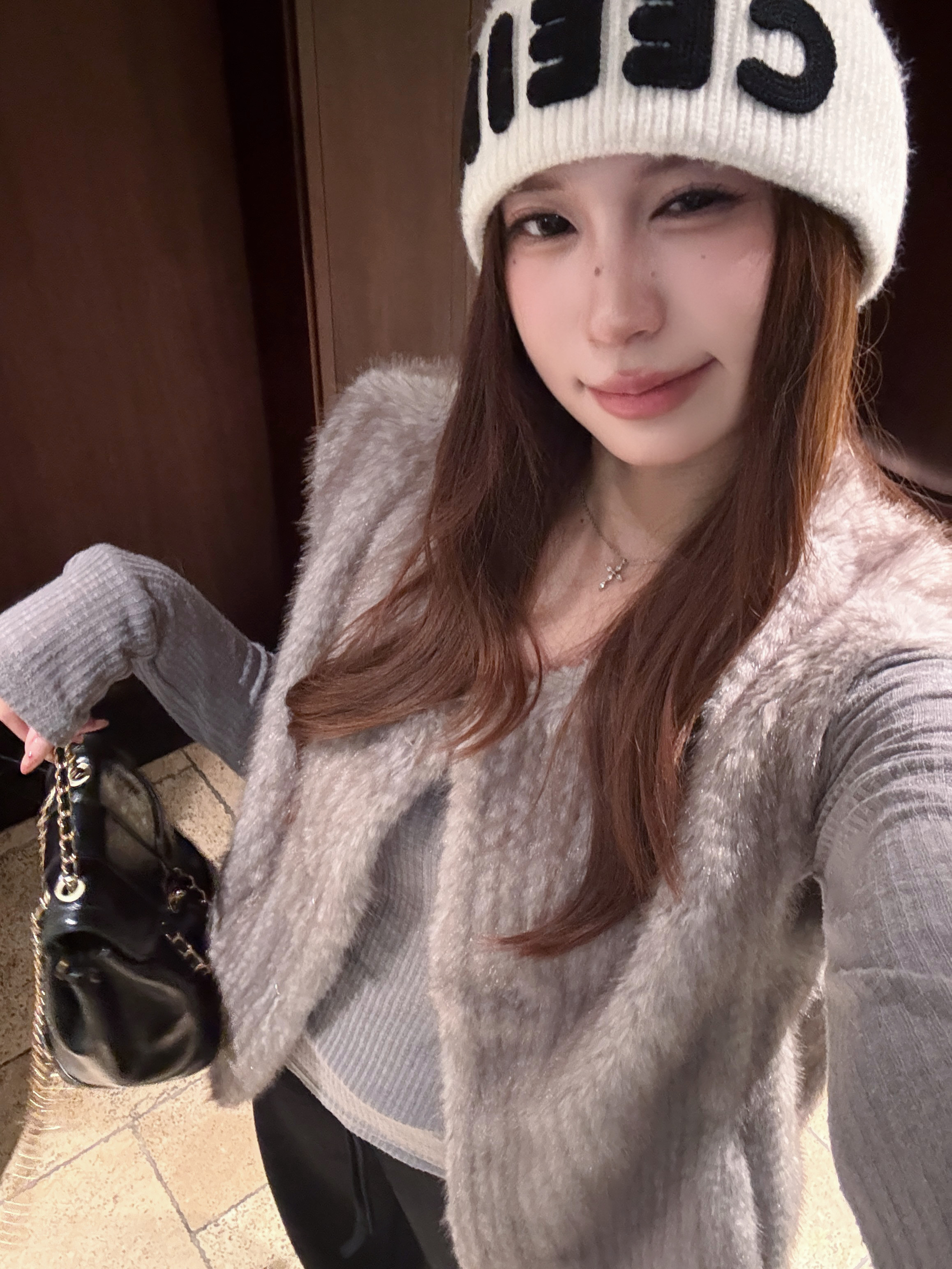 雾都恋人 仿水貂环保皮草马甲女短款保暖毛毛圆领背心秋冬新款