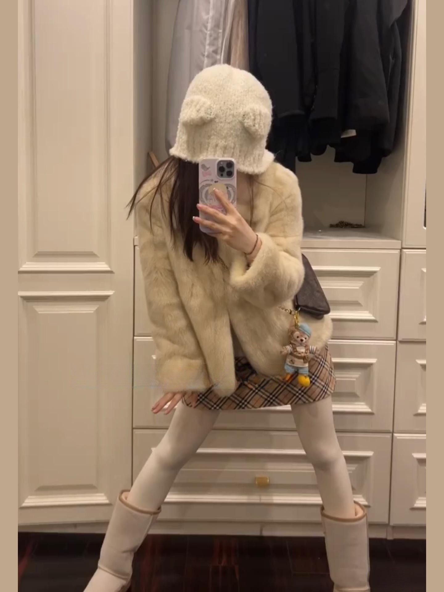 发财宅女同款皮草中古水貂环保